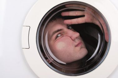 Man inside washing machine